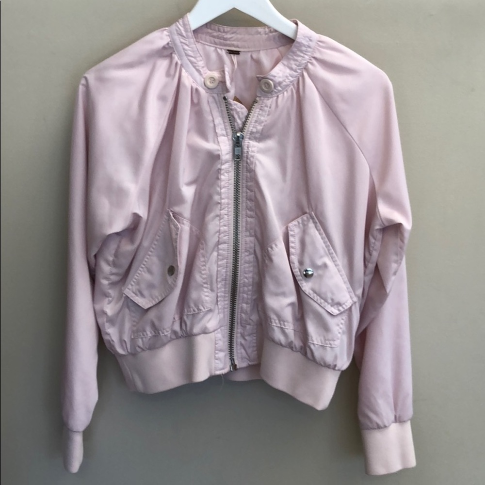 Free People Pink Bomber Jacket